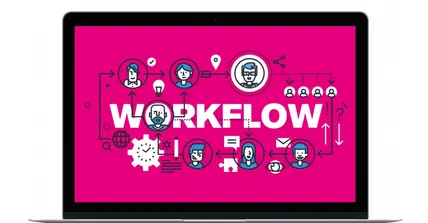 Laptop mit Workflow auf dem Display