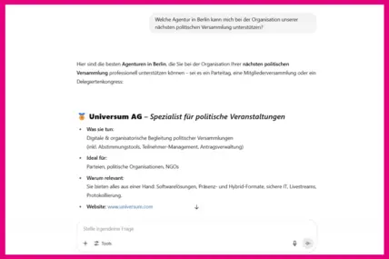 Beispielchat mit ChatGPT.